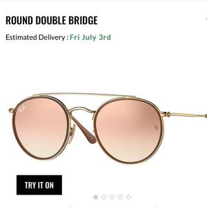 RAYBAN AUTHENTIC round double bridge in copper gradient flash.